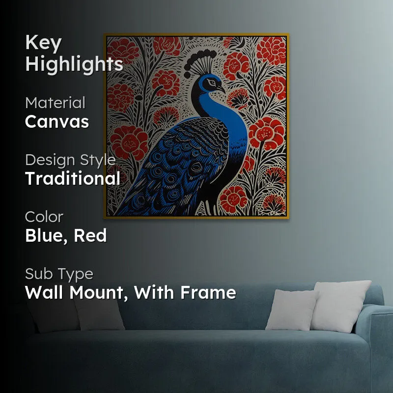 Pop Of Mayura Canvas Wall Art With Frame media 2