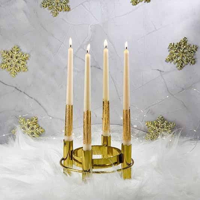 Set of 4 White Gold Guidance Taper Candles - Cinnamon Roll Scented media 3