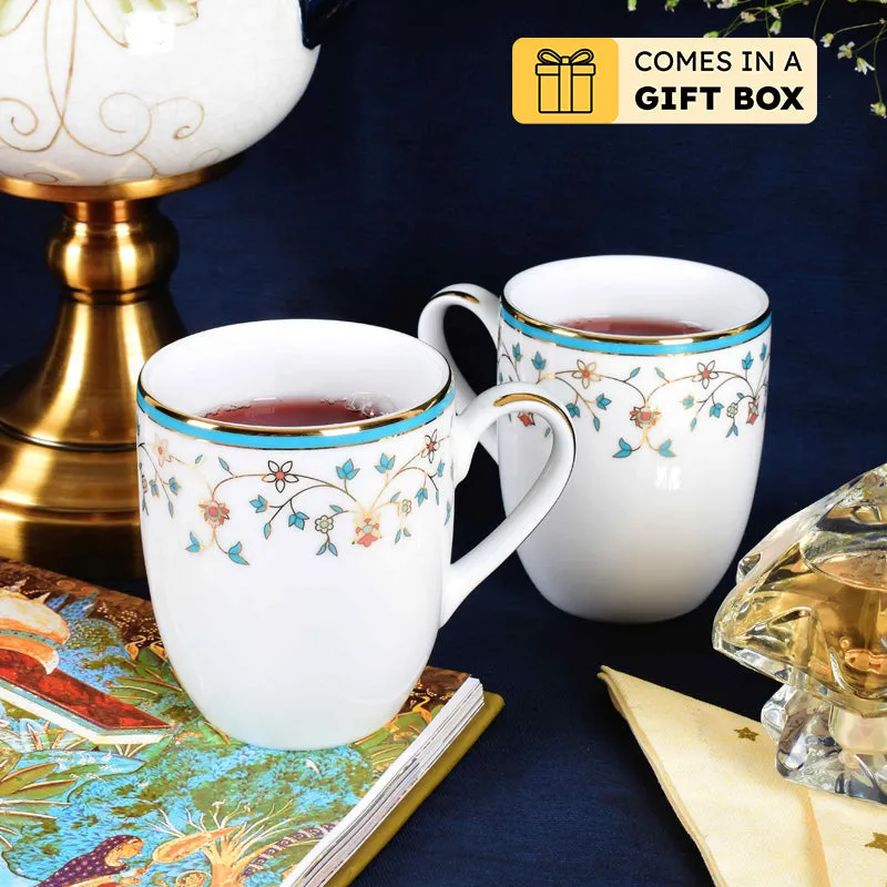 Gilded Mavi Coupe 24k Gold Brushed Porcelain Coffee Mug (280 mL Each) - Set Of Six media 1