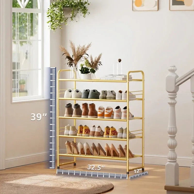 Slim Metal Shoe Rack - Gold media 6