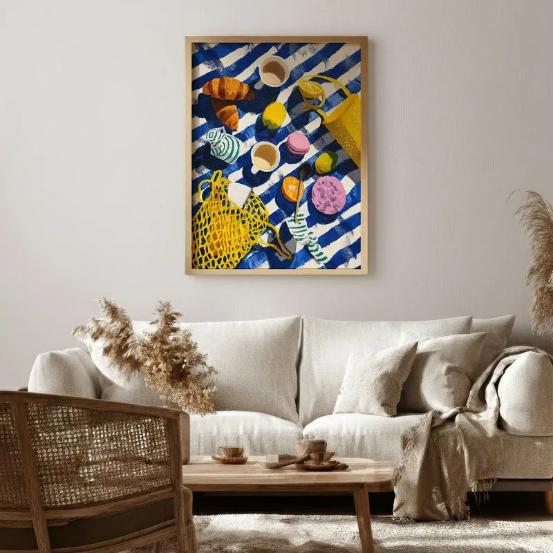 Morning Marina Canvas Wall Painting - Brown Frame media 1