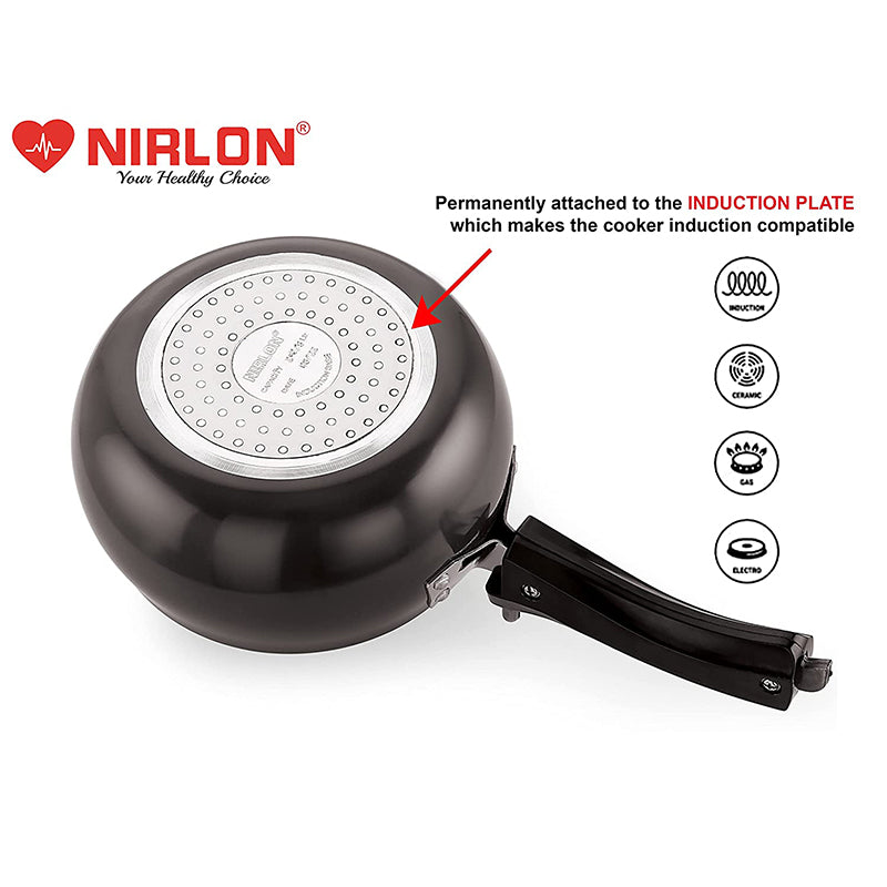 Nirlon Hard Anodized Aluminum Pressure Cooker - 2000 mL/ 8 Inches media 4