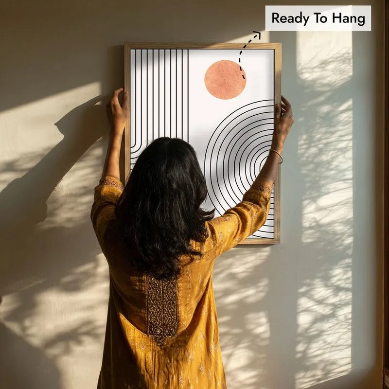 Linear Harmony Canvas Wall Painting With Brown Frame media 8