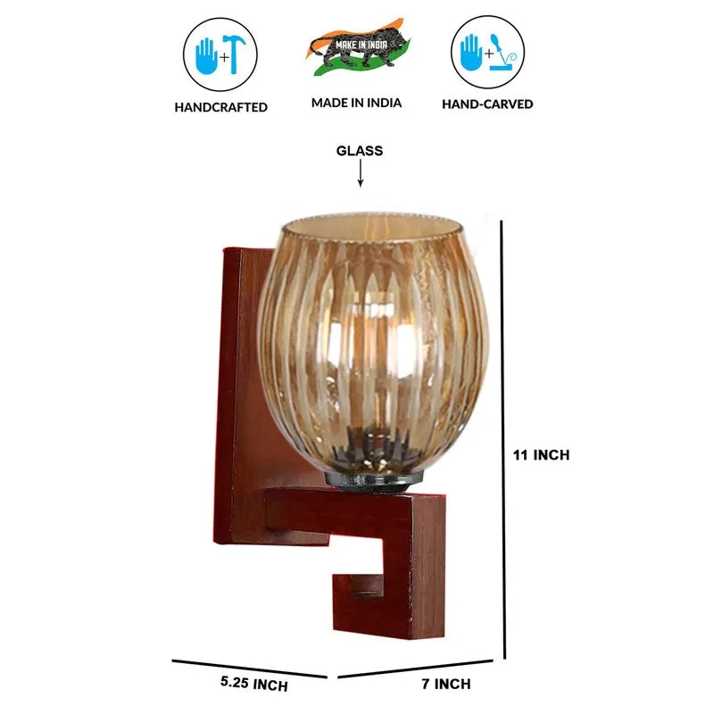 Vintage Glow Walnut Glass Wall Lamp media 8