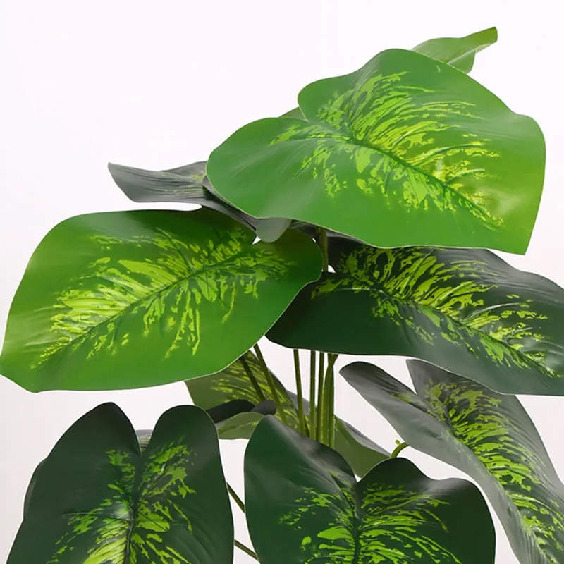 Differa Artificial Dieffenbachia Plant With Black Plastic Pot - Dark Green media 4