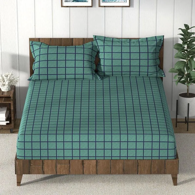 Nautica Mosaic Luxe Geometric Cotton Bedsheet (Green) - 160 TC media 3