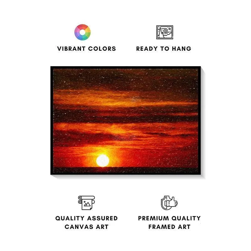 Beautiful Sunset Canvas Wall Painting - Black Frame media 4