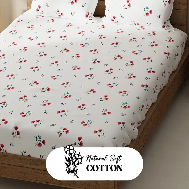 Fynric Bedsheet (White,Pink) - 115 GSM media 5