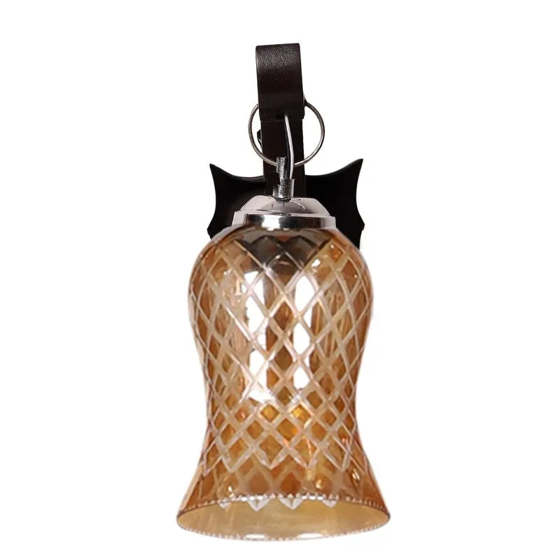 Honey Glow Wavy Amber Glass Wall Lamp media 6