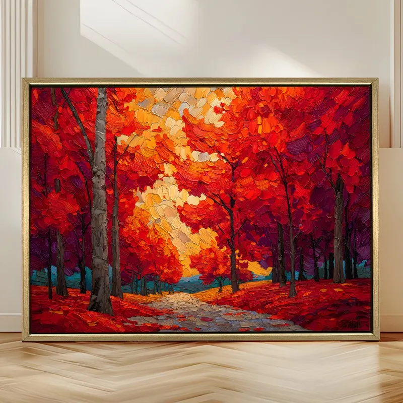 Autumn Emberwood Canvas Wall Painting With Frame media 4