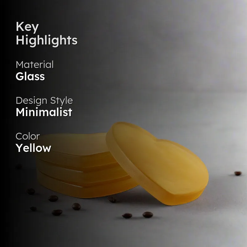 Glossy Hearty Mist Glass Coaster (Yellow) - Set Of Four media 2
