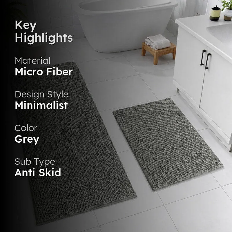 MonoSoft Microfiber Bath Mats (Grey) - Set of Two media 2