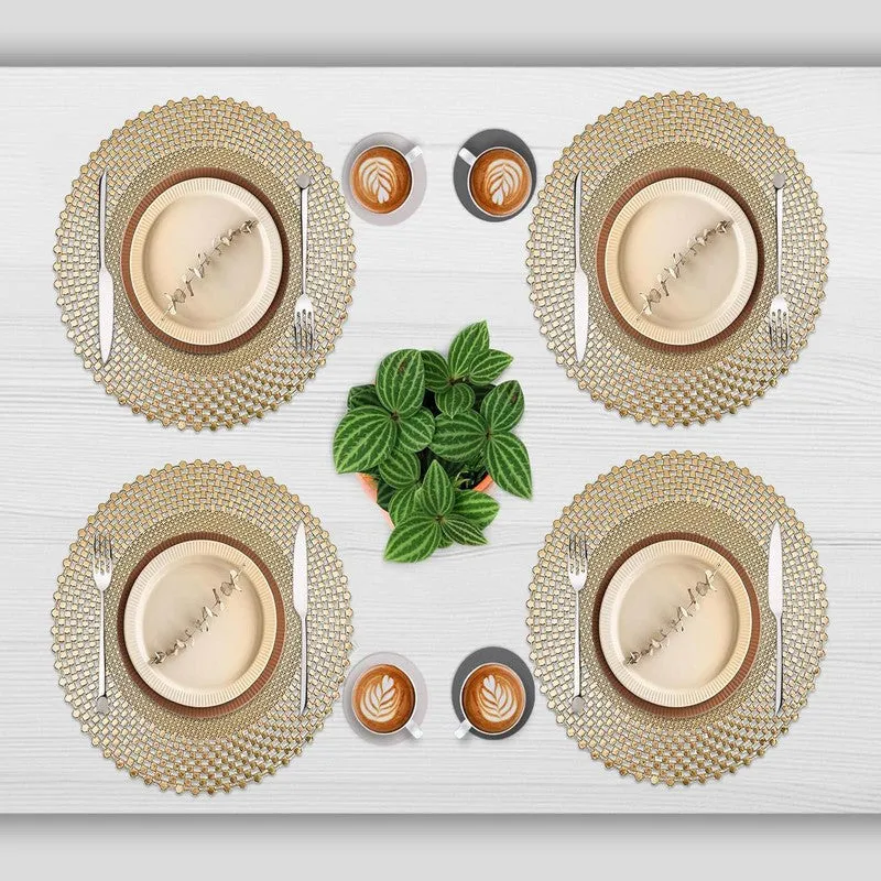 Lumora Golden Round PVC Table Mats - Set Of Four media 3