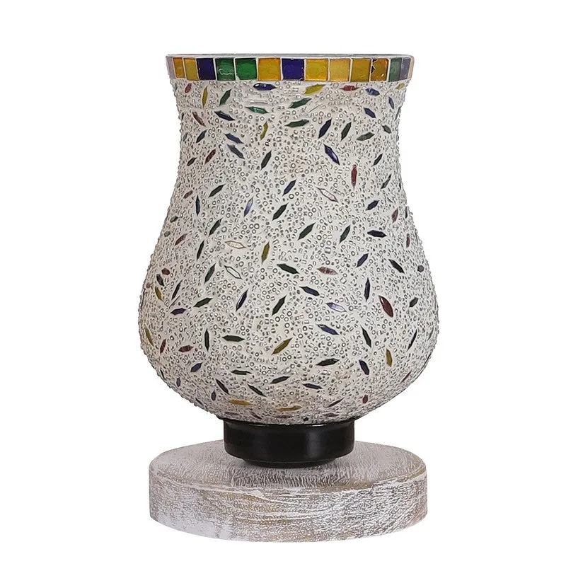 Aurean Mosaic Glass Table Lamp With Wooden Base - Multicolor media 5