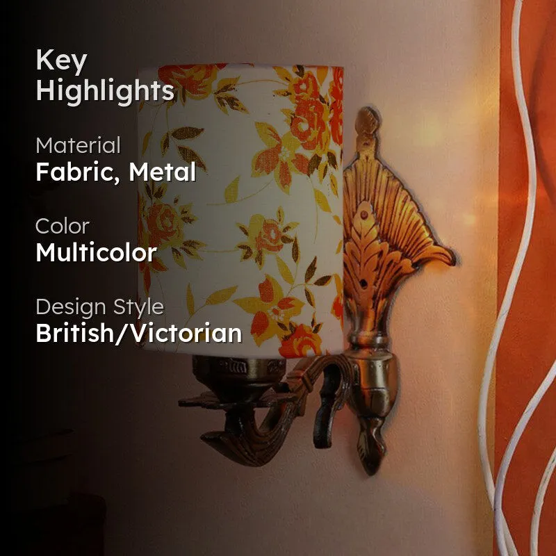 Magda Masique Ibis Flora Cylindrical Fabric & Metal Wall Lamp media 2