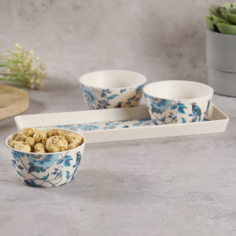 India Circus Oracle Bone China Snack Bowl With Tray (150 mL) - Four Piece Set