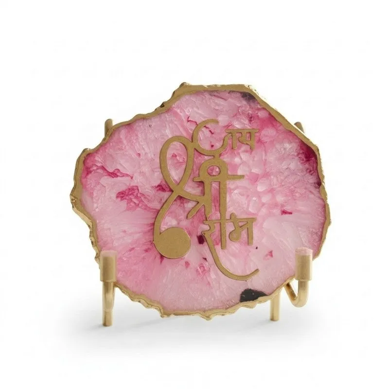 Jai Shri Ram Handcrafted Agate Religious Accent - Pink media 4