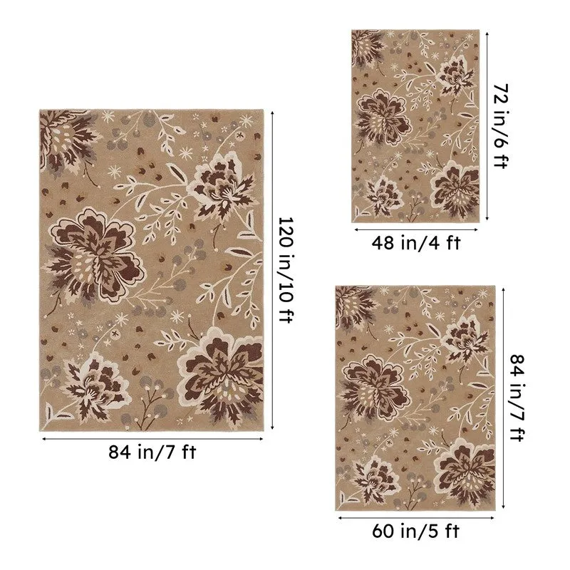 Haradrim Hand Tufted Floral Wool & Nylon Carpet - Brown media 15