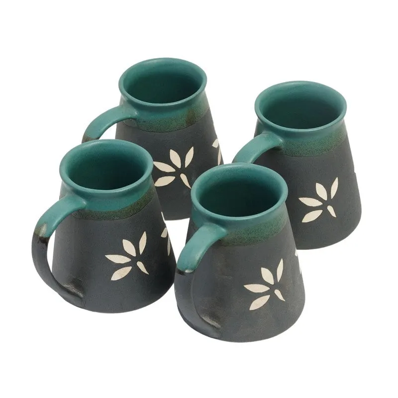 Ceramic Ceramic Coffee Mug (270 mL Each,Green,Black) - Set Of Four media 4