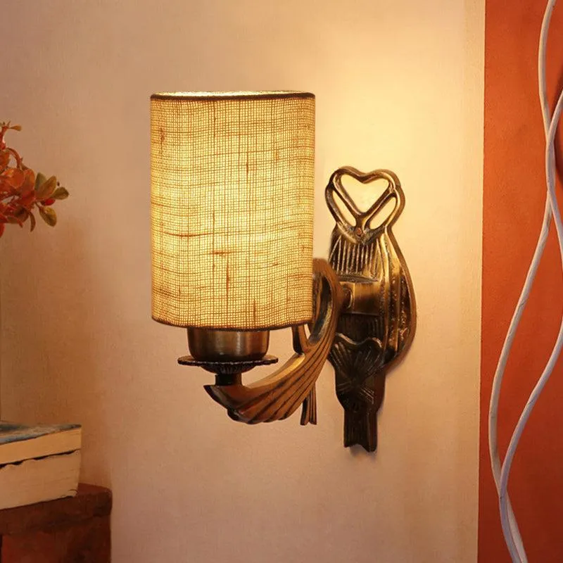 Love Gleam Atva Fabric & Metal Wall Lamp - Beige media 1