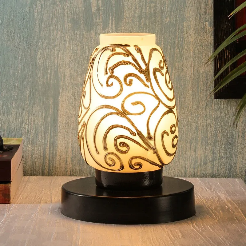 Spledra Glass Table Lamp With Wooden Base - Multicolor media 1