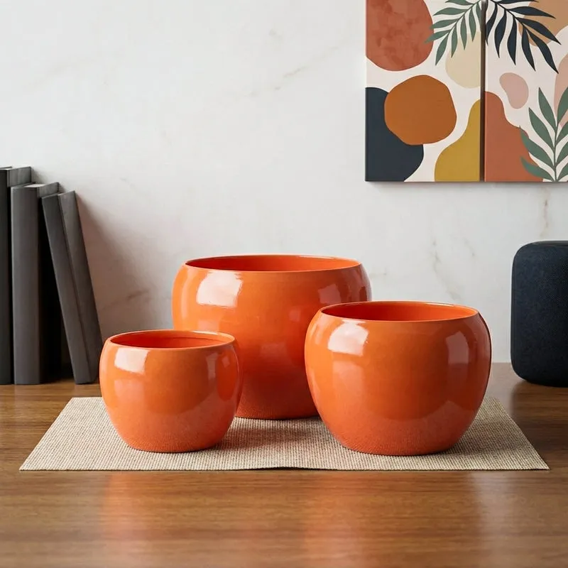 Alisha Handcrafted Planter (Orange) - Set Of Three media 1