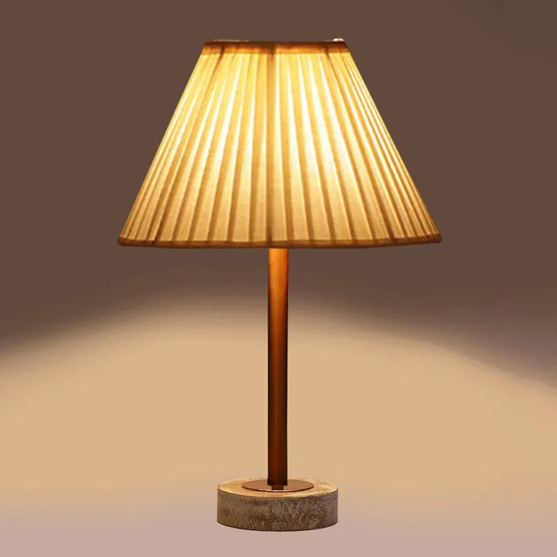 Pleatra Rodin Wooden Table Lamp - White,Copper,White media 6