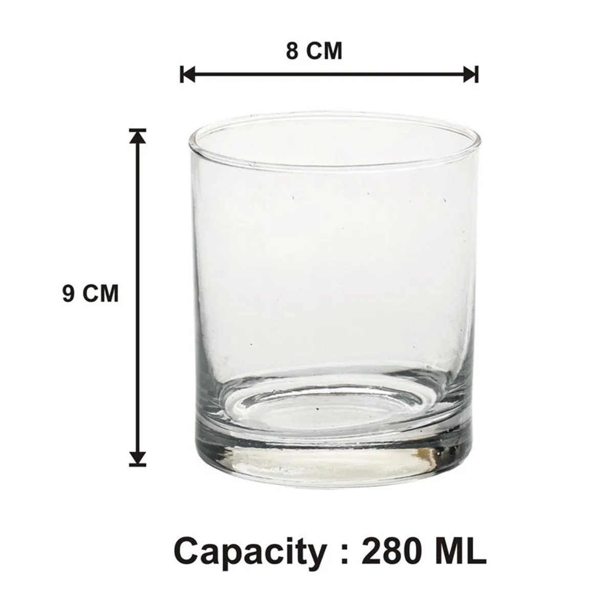 Transparent tumbler shown front view on a white background