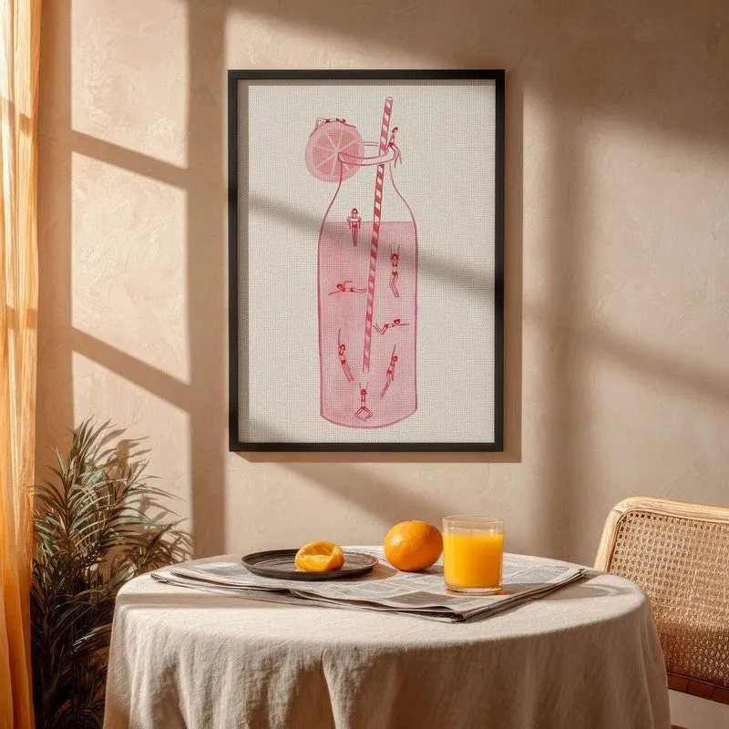 Summer Bloom Sip Archival Canvas Wall Art - Black media 4