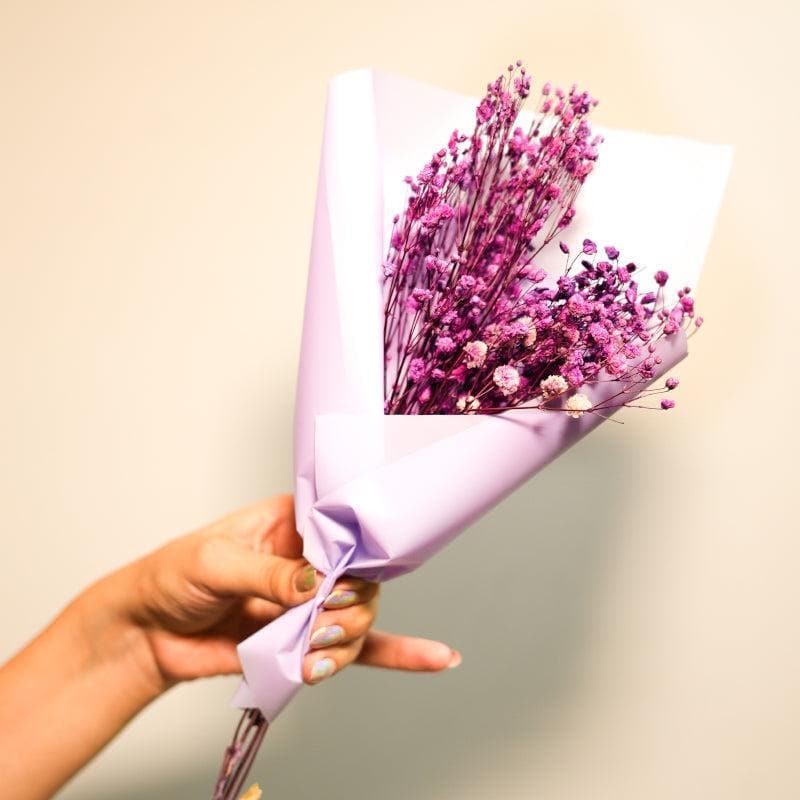 Naturally Dried Baby's Breath Gypsophila Bunch (Purple) - Set Of Five media 4