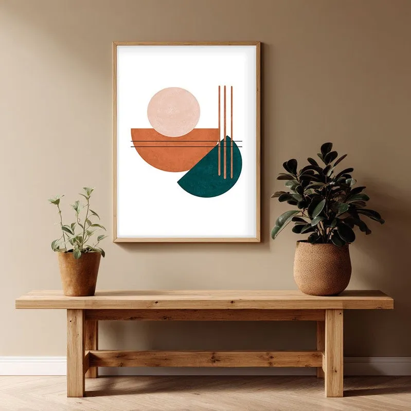 Linear Pulse Canvas Wall Painting With Brown Frame media 1