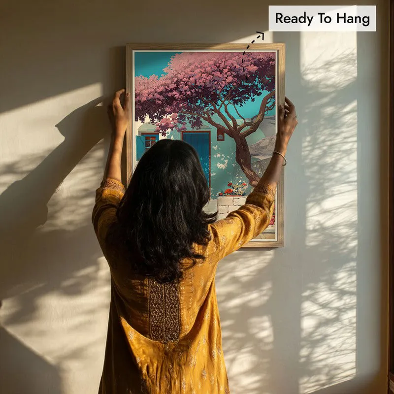 Pastel Sky Canvas Wall Painting - Brown Frame media 8