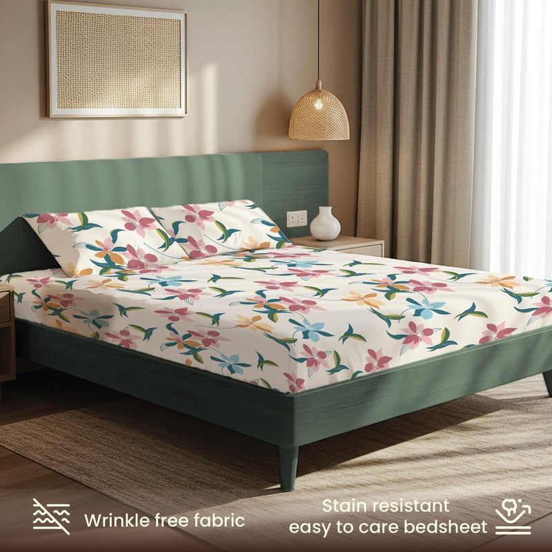 Rainbow Bloom Floral Cotton Bedsheets (Multicolor) - 200 TC media 5