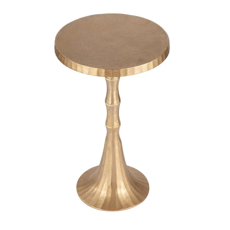 Fluted Base Aluminum Side Table - Gold media 4