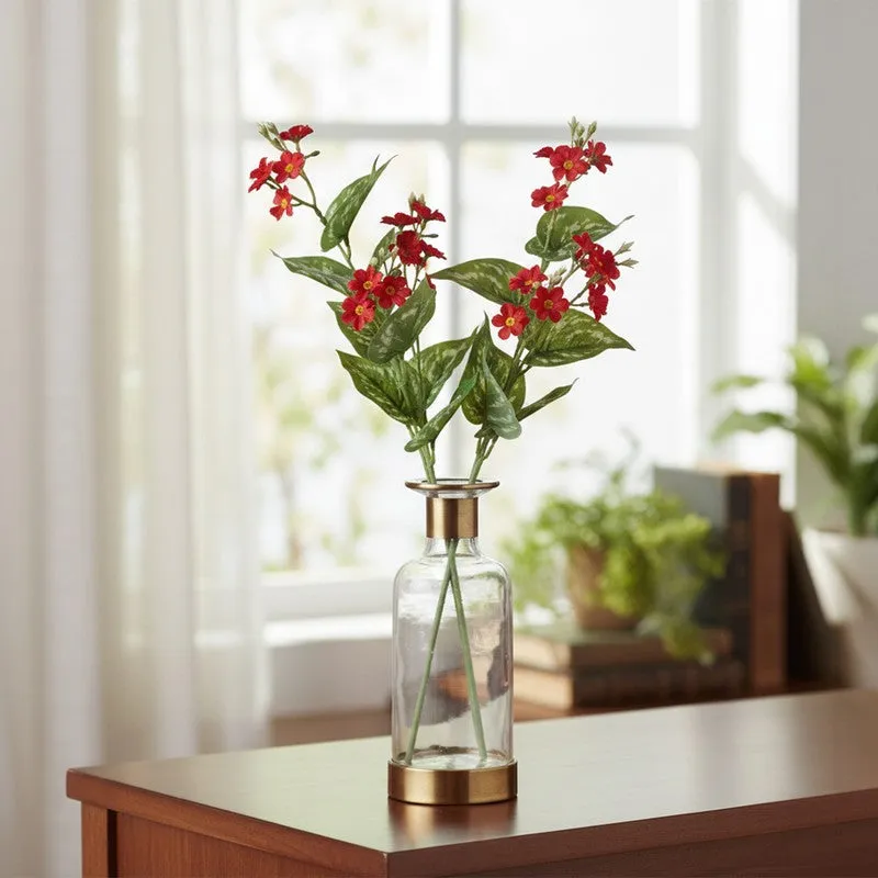 Linora Begonia Artificial Flower(Red) - Set Of Two media 1