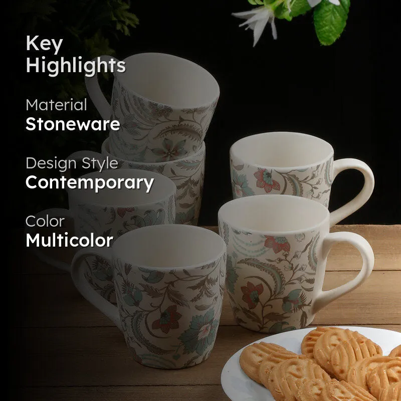 Orchid Stoneware Tea Cup (220 mL Each) - Set Of Six media 2