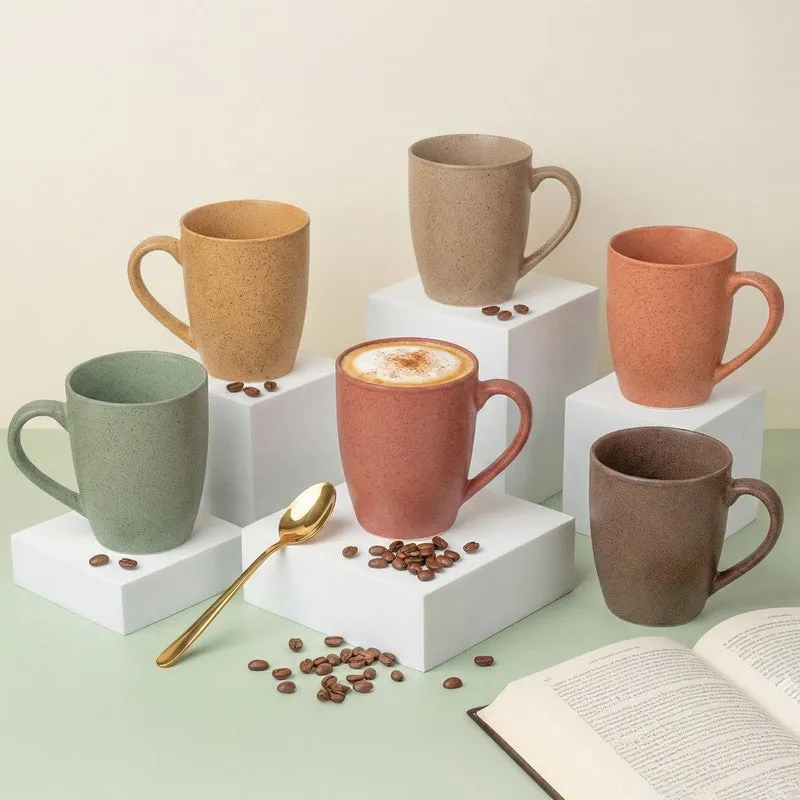 Sip & Style Ceramic Coffee Mug (Multicolor/300 mL Each) - Set Of Six media 1