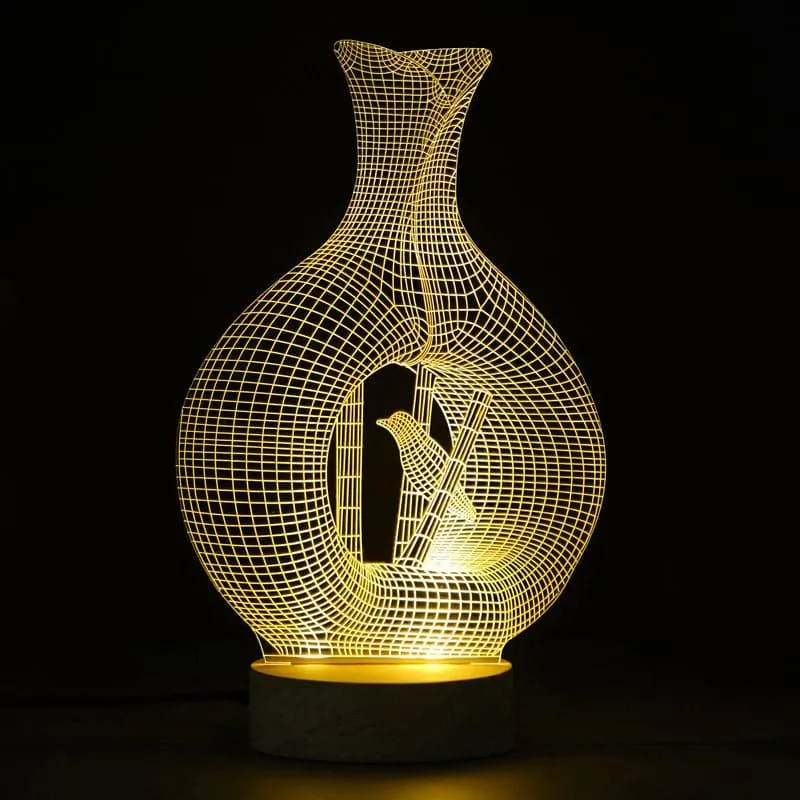 Bird Nest LED Acrylic Table Lamp - Brown media 3