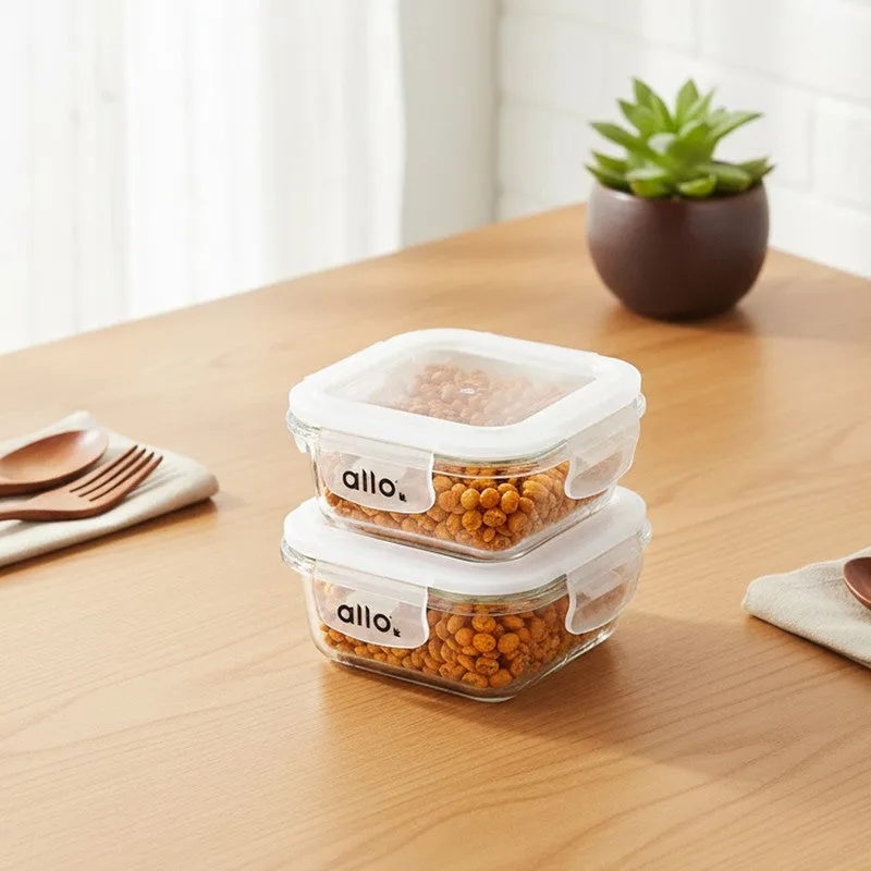 Cravonx Leak Proof Glass Lunch Box (320 mL Each) - Set Of Two media 3