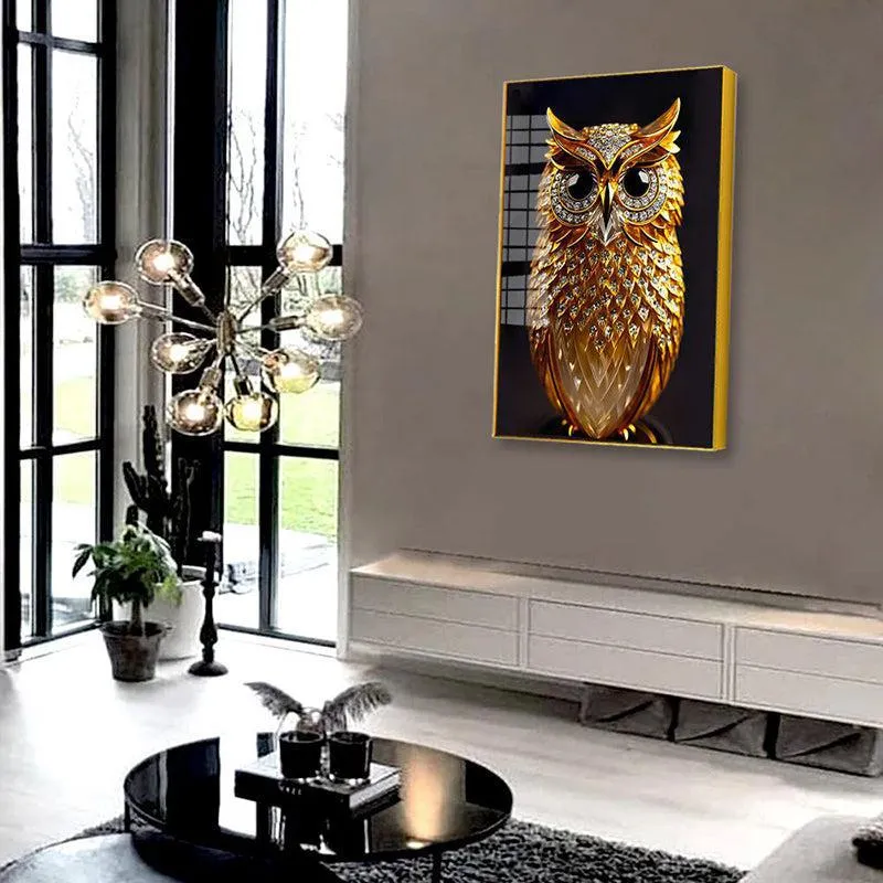 Onyx Gaze Modern Canvas Wall Art With Frame - Gold media 4