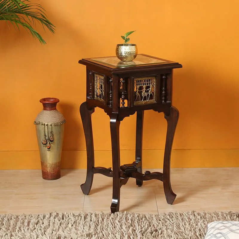 Nirvan Teak Wood Side Table media 1