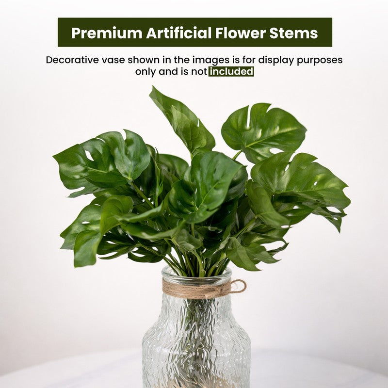 Monstera Luxe Plastic Artificial Plant - Set Of Two media 4
