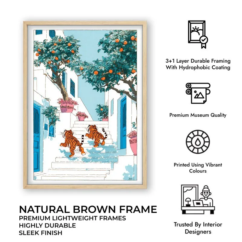 Amber Orbs Canvas Wall Painting - Brown Frame media 10