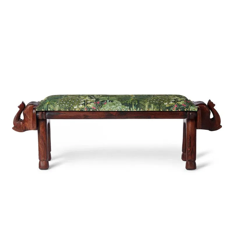 India Circus Acacia Wood Garden of Grace Wooden Elephant Bench media 4