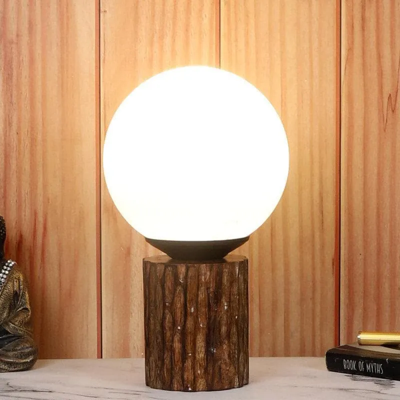 Togo Sander Moon LED Glass Table Lamp - White,Brown media 1