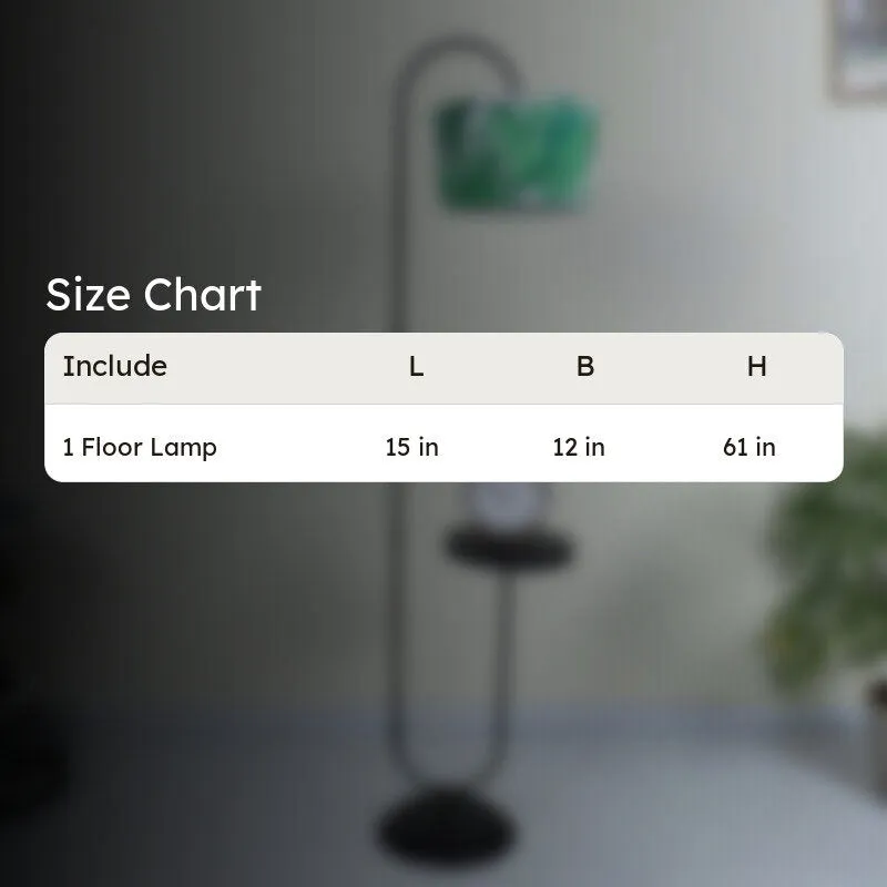 Kaizen Printed Arched Metal Floor Lamp With Shelf media 5
