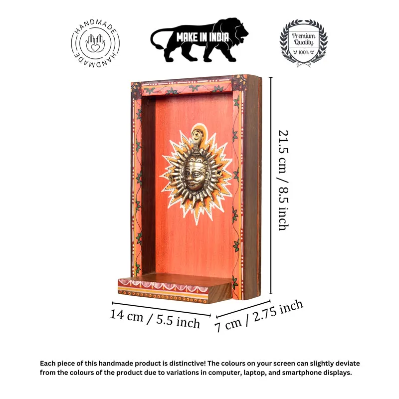 Brass Surya Dev I Wooden Wall Accent media 7