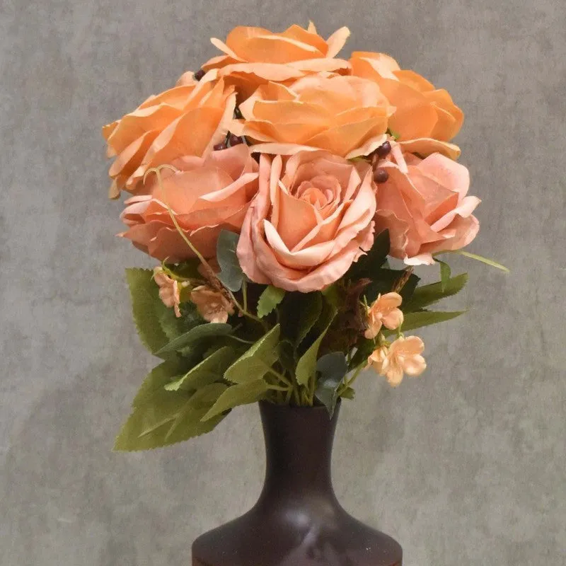 Realistic Artificial Rose Flower Bunch - Orange media 3