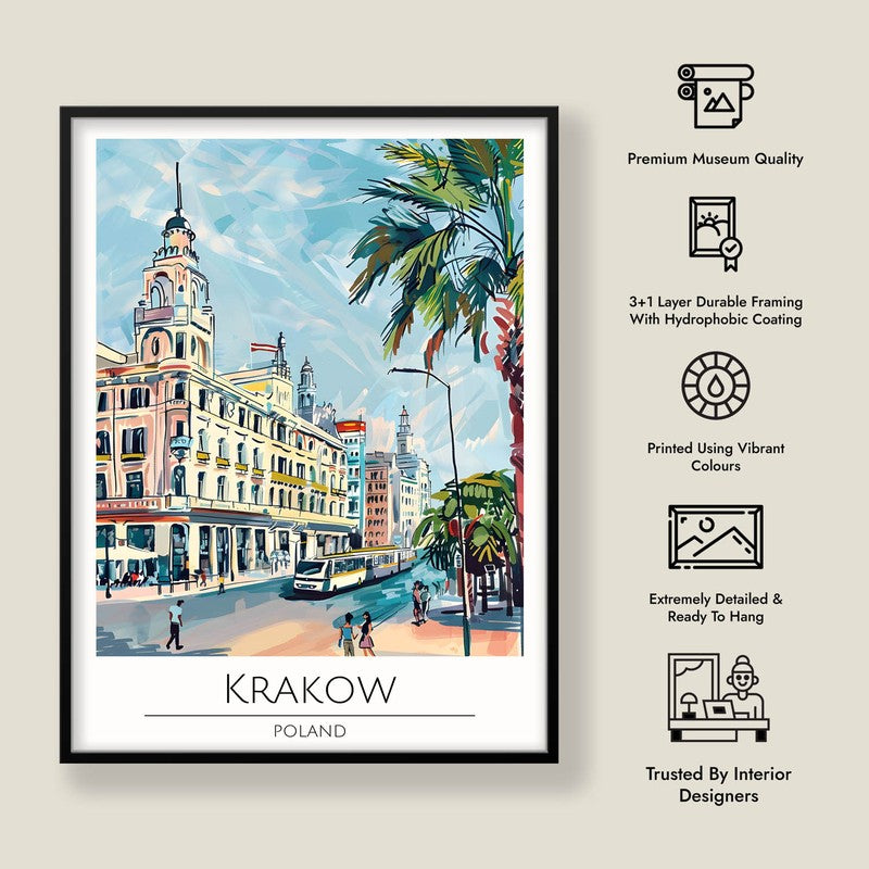 Vintage Krakow Framed Canvas Wall Painting media 8