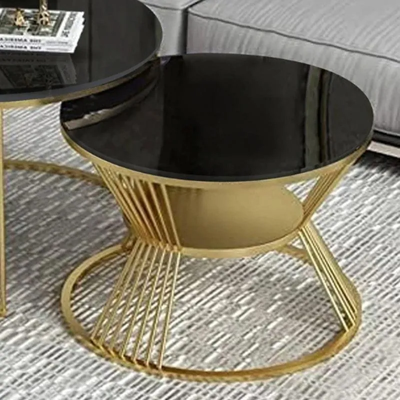 Phoenix Arc Accent Table with Marble Top (Black & Gold) - Set Of Two media 3